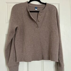 Old Navy Tan Crew Neck Sweater Ribbed Knit